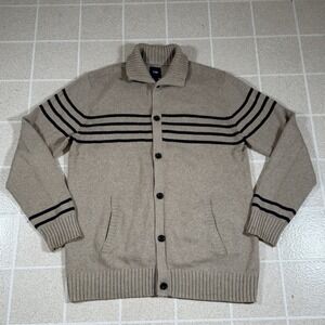 Men's Gap Button Up Cardigan Tan Silk Linen Blend Cabincore Sz L Tall Sweater
